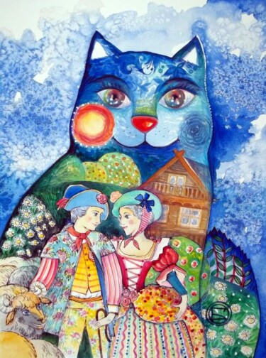 Peinture intitulée "Le berger et la ber…" par Oxana Zaika, Œuvre d'art originale, Huile