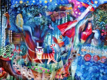 Peinture intitulée "Les Contes de Pouch…" par Oxana Zaika, Œuvre d'art originale, Tempera