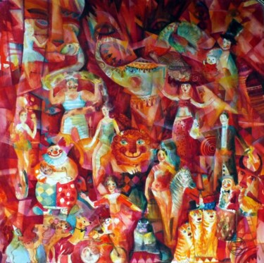 Malerei mit dem Titel "Cirque Rouge" von Oxana Zaika, Original-Kunstwerk, Aquarell