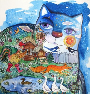 Peinture intitulée "Chat !" par Oxana Zaika, Œuvre d'art originale, Huile