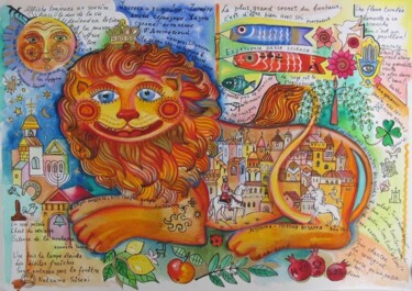 Painting titled "LION!" by Oxana Zaika, Original Artwork