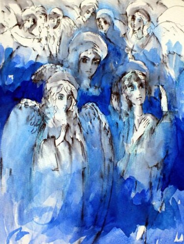 Peinture intitulée "Les Anges.." par Oxana Zaika, Œuvre d'art originale
