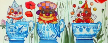 Pintura titulada "tasses" por Oxana Zaika, Obra de arte original, Acuarela
