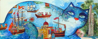 Peinture intitulée "Chat méditerranéen" par Oxana Zaika, Œuvre d'art originale, Huile
