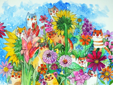 Painting titled "summer, flowers, ca…" by Oxana Zaika, Original Artwork, Oil