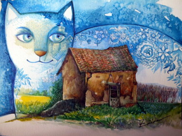 Schilderij getiteld "vieux maison" door Oxana Zaika, Origineel Kunstwerk, Aquarel