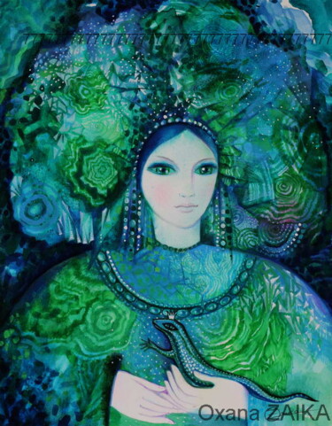 Peinture intitulée "La maîtresse de mon…" par Oxana Zaika, Œuvre d'art originale, Encre