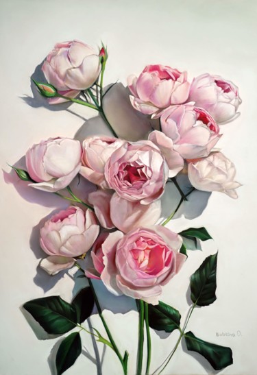 Pittura intitolato "Pale Roses" da Oxana Babkina, Opera d'arte originale, Pastello