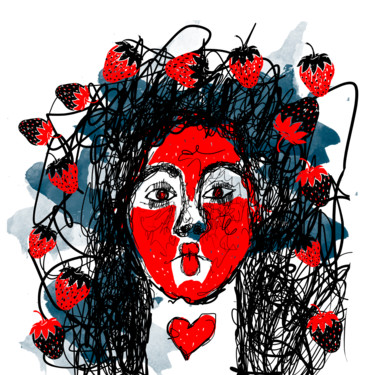 Tekening getiteld "zin Lady in Red" door Oxana Kolyagina, Origineel Kunstwerk, Digitale fotografie