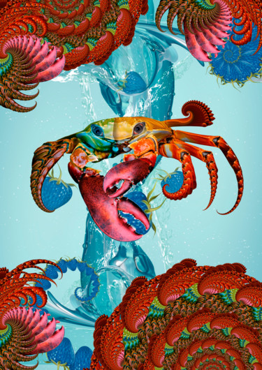Цифровое искусство под названием "Zodiac Cancer" - Oxana Kolyagina, Подлинное произведение искусства, Коллажи