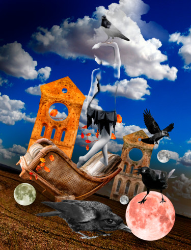 Digital Arts titled "moons" by Oxana Kolyagina, Original Artwork, Collages