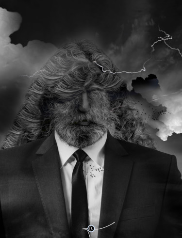 Digitale Kunst getiteld "Beard storm" door Oxana Kolyagina, Origineel Kunstwerk, Digitaal Schilderwerk