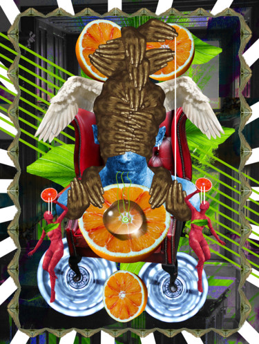 Digital Arts titled "Orange party" by Oxana Kolyagina, Original Artwork, Collages