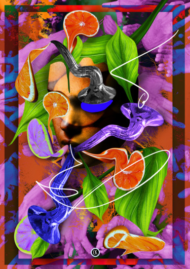 Digital Arts titled "Music God of Orange…" by Oxana Kolyagina, Original Artwork, Digital Painting