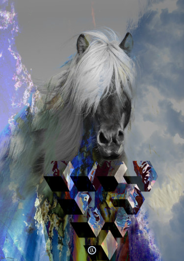 Цифровое искусство под названием "portrait of a Horse" - Oxana Kolyagina, Подлинное произведение искусства, Цифровая живопись