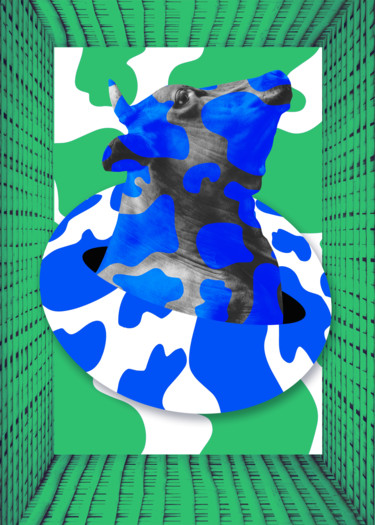 Цифровое искусство под названием "Cow" - Oxana Kolyagina, Подлинное произведение искусства, Коллажи