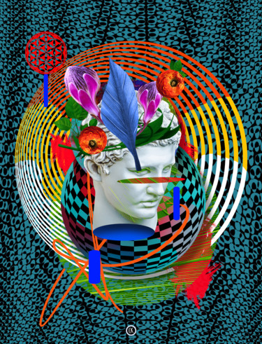 Цифровое искусство под названием "collage "Bright God…" - Oxana Kolyagina, Подлинное произведение искусства, Коллажи