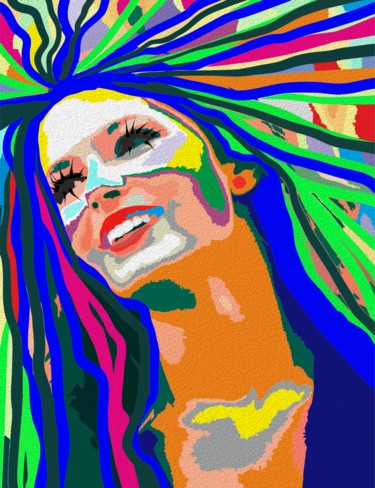 Digital Arts titled "color portrait" by Oxana Kolyagina, Original Artwork, Digital Painting