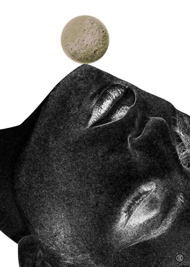 Digitale Kunst getiteld "The moon here" door Oxana Kolyagina, Origineel Kunstwerk, Digitaal Schilderwerk