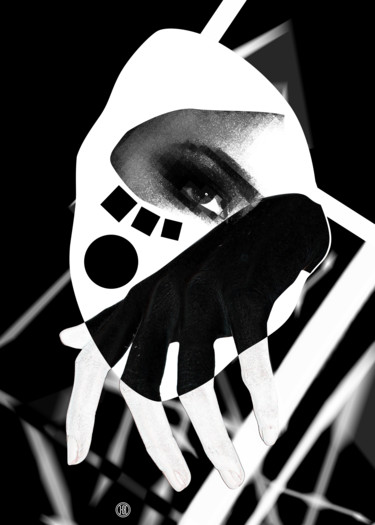 Digitale Kunst getiteld "black, white, hands…" door Oxana Kolyagina, Origineel Kunstwerk, Digitaal Schilderwerk