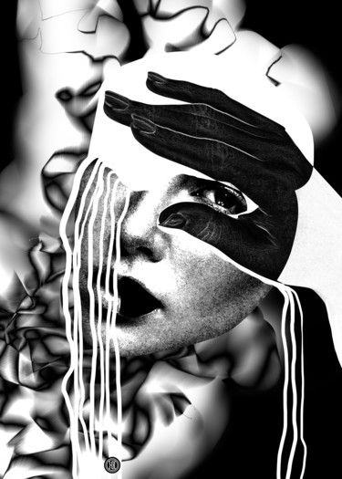 Arts numériques intitulée "black, white, hands…" par Oxana Kolyagina, Œuvre d'art originale, Peinture numérique