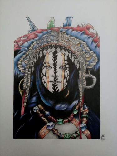 Drawing titled "Ethnic" by Oxybulart, Original Artwork, Pencil