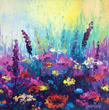 Painting titled ""Wild flowers"" by Oxypoint, Original Artwork, Oil Mounted on Wood Stretcher frame