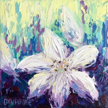 Painting titled ""Lily", №2" by Oxypoint, Original Artwork, Oil Mounted on Wood Stretcher frame