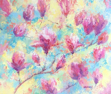 Peinture intitulée ""Magnolia"" par Oxypoint, Œuvre d'art originale, Huile Monté sur Châssis en bois