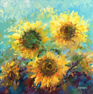 Peinture intitulée ""The flower suns"" par Oxypoint, Œuvre d'art originale, Huile Monté sur Châssis en bois