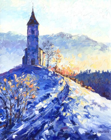 Painting titled ""First snow. The Ch…" by Oxypoint, Original Artwork, Oil