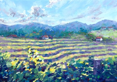 Painting titled ""The vineyards of H…" by Oxypoint, Original Artwork, Oil