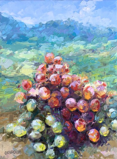 Pintura intitulada ""Bunches of grapes"" por Oxypoint, Obras de arte originais, Óleo Montado em Armação em madeira