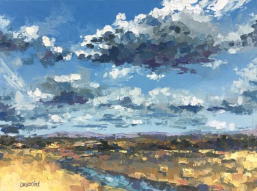Pittura intitolato ""Rural landscape"" da Oxypoint, Opera d'arte originale, Olio Montato su Cartone