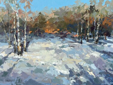 Картина под названием ""Winter grove II"" - Oxypoint, Подлинное произведение искусства, Масло Установлен на картон