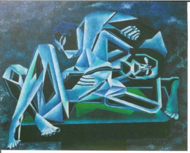 Peinture intitulée "Man and Woman on th…" par Oybur, Œuvre d'art originale