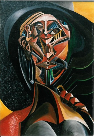 Painting titled "Woman in Hat" by Oybur, Original Artwork