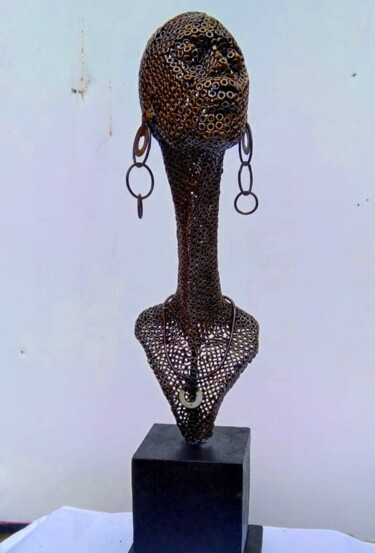 Скульптура под названием "Sisi Eko" - Oyinlola Fajobi, Подлинное произведение искусства, Металлы