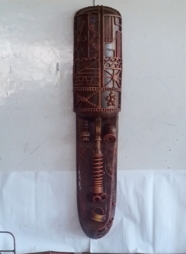 Scultura intitolato "Ancient voice" da Oyinlola Fajobi, Opera d'arte originale, Metalli