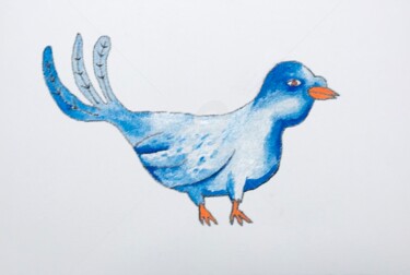 Painting titled "Blue Bird" by Ozan Adam, Original Artwork, Acrylic