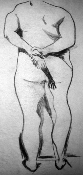 Dibujo titulada "Titled (Figure Hold…" por Ozan Adam, Obra de arte original, Tiza