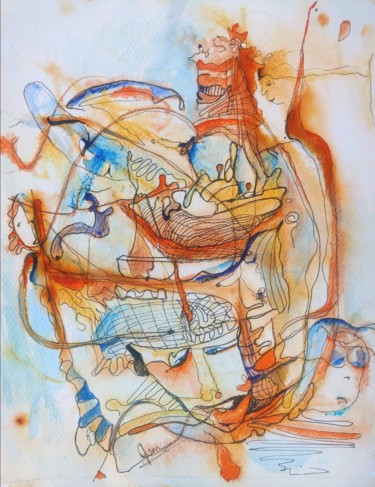 Pintura intitulada "Unconscious" por Özlem Köroğlu, Obras de arte originais, Aquarela