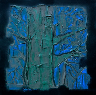 Pintura intitulada "I am Hugging a Tree…" por Özlem Kalkan Erenus, Obras de arte originais, Cimento