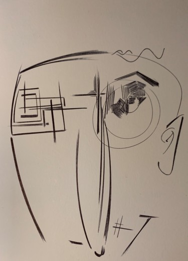 Dessin intitulée "Self portrait" par Ozzi Uaan, Œuvre d'art originale, Stylo à bille