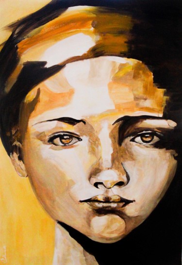 Painting titled "INTROSPECTION" by Pascale Albizzati, Original Artwork, Acrylic Mounted on Wood Stretcher frame