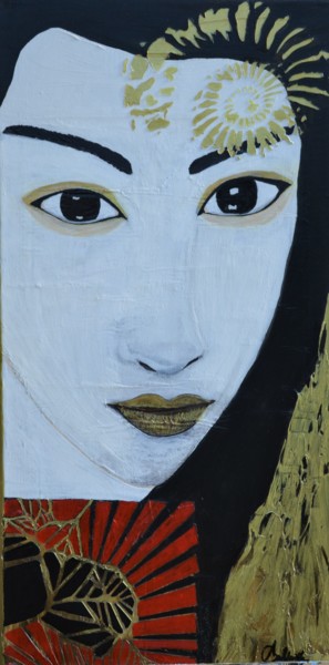 Painting titled "SHIZUKA" by Pascale Albizzati, Original Artwork, Acrylic Mounted on Wood Stretcher frame