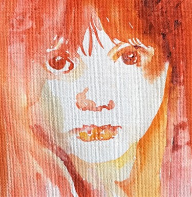 Painting titled "Laura" by Pascale Albizzati, Original Artwork, Ink Mounted on Cardboard