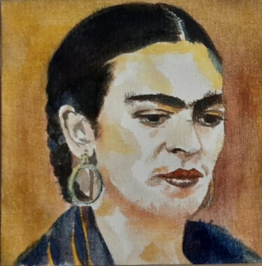 Painting titled "Frida 3. Série 1" by Pascale Albizzati, Original Artwork, Ink Mounted on Wood Panel