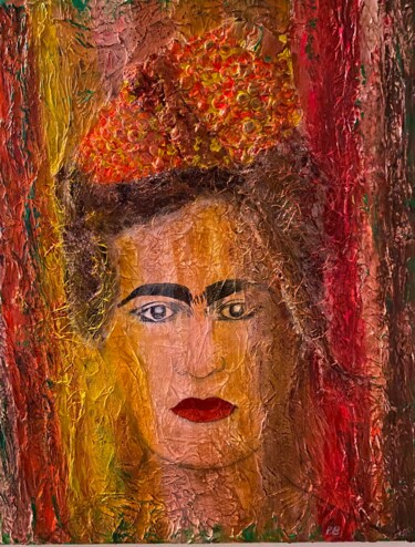 Painting titled "La Frida" by Patricia Bonnet, Original Artwork, Acrylic Mounted on Wood Stretcher frame