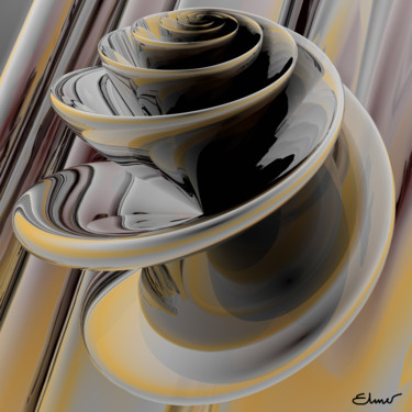 Arte digital titulada "spiral-4-0-50x50-si…" por Patrice Elmer, Obra de arte original, Modelado 3D